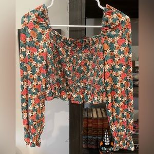 Mango cropped long sleeve blouse